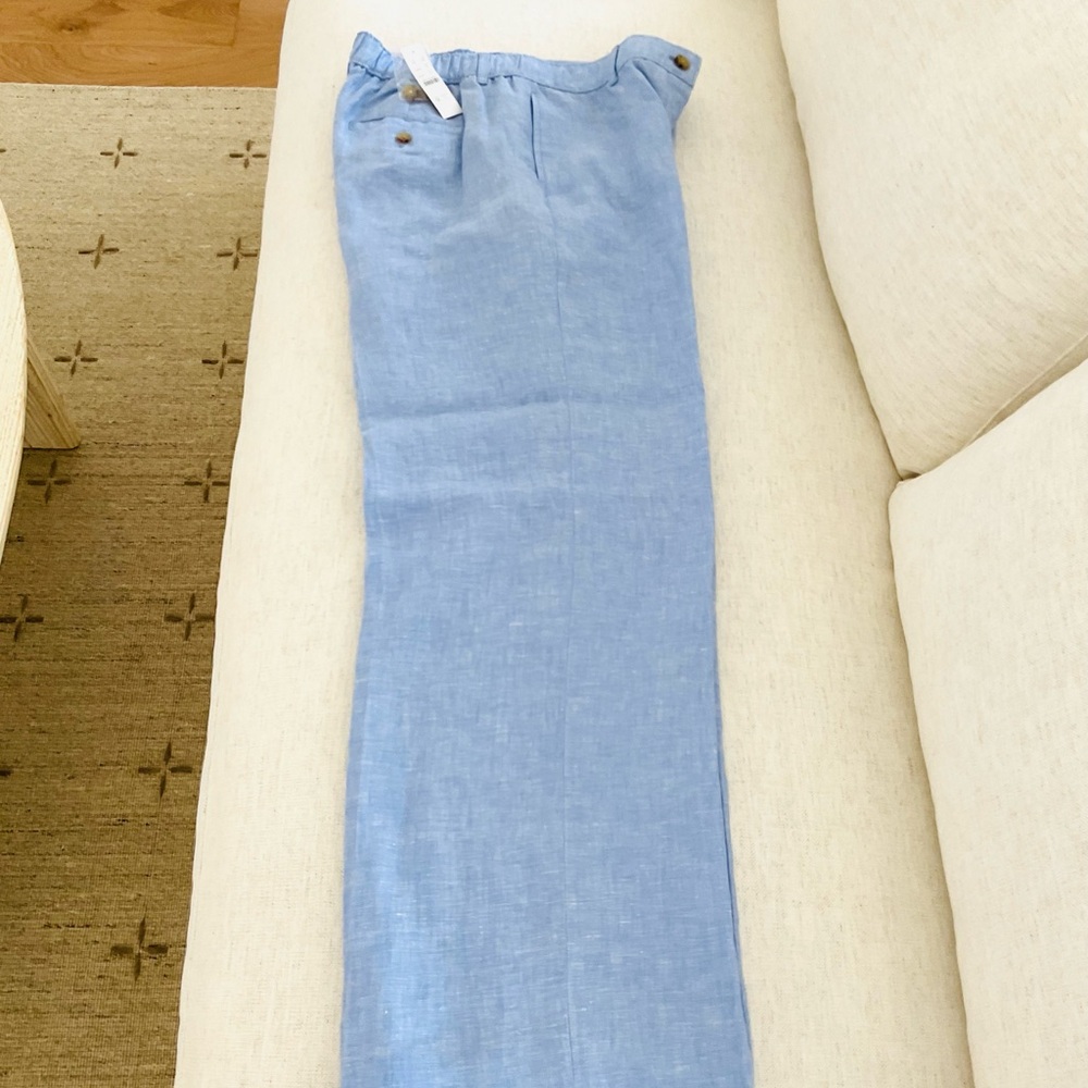 NWT J. Crew French Blue Linen Pants, Medium